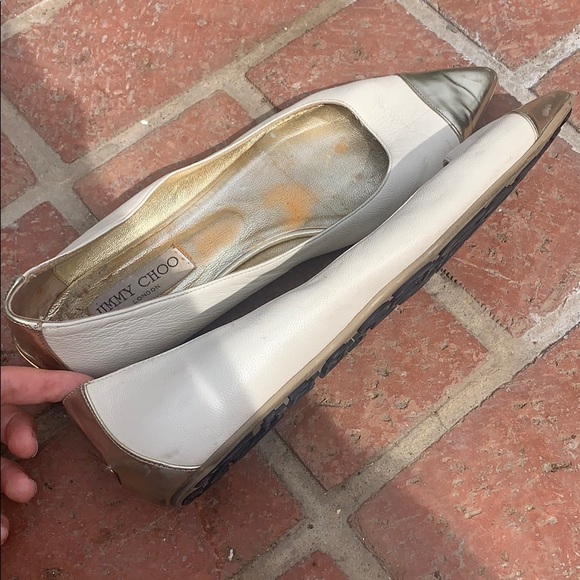 Jimmy Choo beige and gold pointed toe flats - Picture 5 of 8